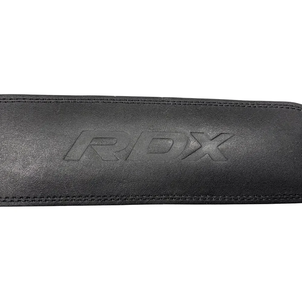 RDX L Black Leather Weightlifting Belt Gym Back Support Powerlifting Squat 4”